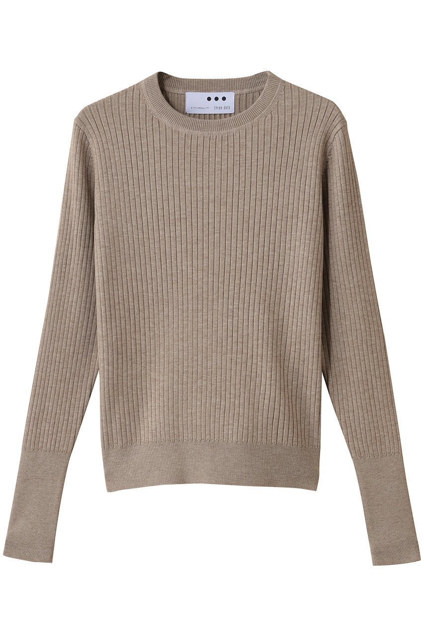 【スリー ドッツ/three dots】のリュクスセーター リブニットTEE インテリア・キッズ・メンズ・レディースファッション・服の通販 founy(ファニー) 　ファッション　Fashion　レディースファッション　Fashion for Women　トップス・カットソー　Cut & Sew Tops　ニット　Knit Tops & Sweaters　カジュアルプルオーバー・ニットトップス　Pullovers & Knit Tops / Casual Pullovers　トレンド　Trend, Trending Now　バランス　Balance, Style Balance　リブニット　Rib Knit, Ribbed Knit　定番　Standard, Basic Item　新作・新入荷　New Arrivals / New In　秋　Autumn　ベージュ|ID: prp329100004696778 ipo3291000000033917546