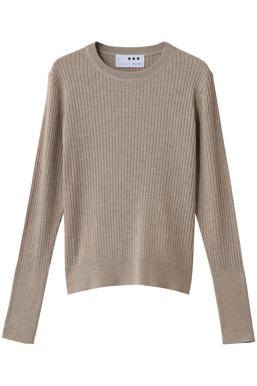 【スリー ドッツ/three dots】の【ラメニット】リュクスセーター リブニットTEE インテリア・キッズ・メンズ・レディースファッション・服の通販 founy(ファニー) 　ファッション　Fashion　レディースファッション　Fashion for Women　トップス・カットソー　Cut & Sew Tops　ニット　Knit Tops & Sweaters　カジュアルプルオーバー・ニットトップス　Pullovers & Knit Tops / Casual Pullovers　キャミワンピース　Cami Dress, Slip Dress　シンプル　Simple, Minimal　ベーシック　Basic, Essential　リブニット　Rib Knit, Ribbed Knit　ロング　Long, Long-Length　新作・新入荷　New Arrivals / New In　ベージュ|ID: prp329100004696779 ipo3291000000033917557