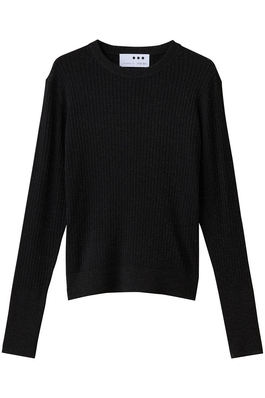 【スリー ドッツ/three dots】の【ラメニット】リュクスセーター リブニットTEE インテリア・キッズ・メンズ・レディースファッション・服の通販 founy(ファウニー) 　ファッション　Fashion　レディースファッション　Fashion for Women　トップス・カットソー　Cut & Sew Tops　ニット　Knit Tops & Sweaters　カジュアルプルオーバー・ニットトップス　Pullovers & Knit Tops / Casual Pullovers　キャミワンピース　Cami Dress, Slip Dress　シンプル　Simple, Minimal　ベーシック　Basic, Essential　リブニット　Rib Knit, Ribbed Knit　ロング　Long, Long-Length　ブラック|ID: prp329100004696779 ipo3291000000036868141