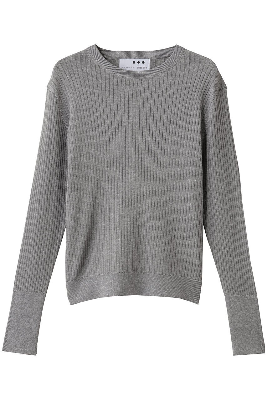 【スリー ドッツ/three dots】の【ラメニット】リュクスセーター リブニットTEE インテリア・キッズ・メンズ・レディースファッション・服の通販 founy(ファウニー) 　ファッション　Fashion　レディースファッション　Fashion for Women　トップス・カットソー　Cut & Sew Tops　ニット　Knit Tops & Sweaters　カジュアルプルオーバー・ニットトップス　Pullovers & Knit Tops / Casual Pullovers　キャミワンピース　Cami Dress, Slip Dress　シンプル　Simple, Minimal　ベーシック　Basic, Essential　リブニット　Rib Knit, Ribbed Knit　ロング　Long, Long-Length　グレー|ID: prp329100004696779 ipo3291000000036868142