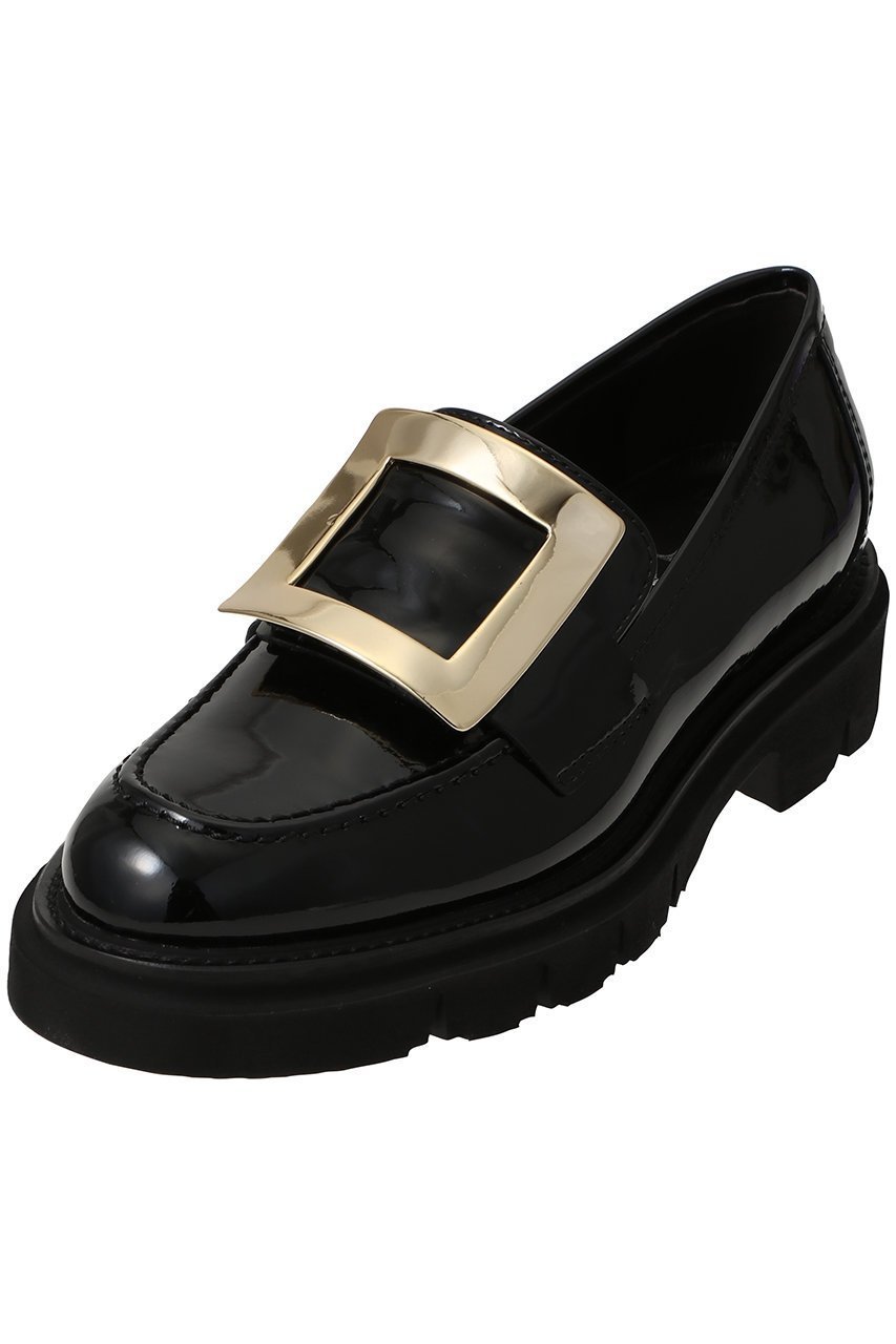 【ルカグロッシ/LucaGrossi】のスクエアメタルバックルローファー インテリア・キッズ・メンズ・レディースファッション・服の通販 founy(ファニー) 　ファッション　Fashion　レディースファッション　Fashion for Women　バッグ　Bags　なめらか　Smooth, Silky Texture　シューズ　Shoes, Footwear　シンプル　Simple, Minimal　スクエア　Square, Square Shape　フラット　Flat, Flat Shoes　メタル　Metal, Metal Parts　リュクス　Luxury, Elegant, High-End, Chic　エレガント 上品　Elegant　再入荷　Restock / Back in Stock　ブラック|ID: prp329100004696782 ipo3291000000035403394