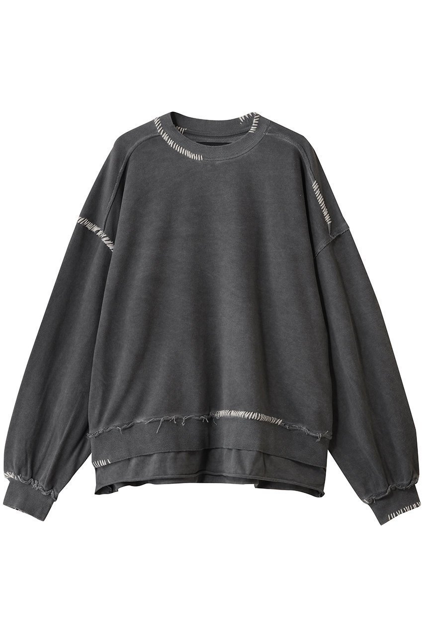 【メゾンスペシャル/MAISON SPECIAL】の【UNISEX】オーバーダイエンブロイダリー クルースウェット インテリア・キッズ・メンズ・レディースファッション・服の通販 founy(ファニー) 　ファッション　Fashion　レディースファッション　Fashion for Women　トップス・カットソー　Cut & Sew Tops　シャツ・ブラウス・オフィスカジュアル　Elegant Blouses & Button-Ups　レディースパーカー・カジュアルフーディー　Casual Hoodies & Sweatshirts　ロングTシャツ・Tシャツ　Longline T-Shirts & Tees　スウェット・クルーネックトップス　Sweatshirts & Crewnecks / Relaxed Fit Sweat Tops　カットソー・ベーシックTシャツ　Cut-and-Sewn Tops / Stretch Tees & Basics　ユニセックス　Unisex, Genderless　ダメージ　Distressed, Destroyed　ブリーチ　Bleach, Washed Finish　ランダム　Random, Irregular　新作・新入荷　New Arrivals / New In　BLK(ブラック)|ID: prp329100004696788 ipo3291000000033917620