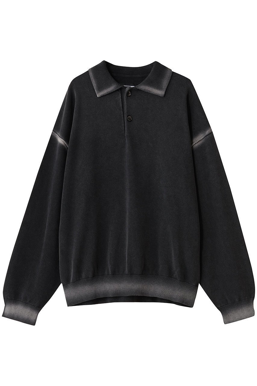 【メゾンスペシャル/MAISON SPECIAL】の【UNISEX】ハイツイストピグメントブリーチニットポロ L/S インテリア・キッズ・メンズ・レディースファッション・服の通販 founy(ファニー) 　ファッション　Fashion　レディースファッション　Fashion for Women　トップス・カットソー　Cut & Sew Tops　ニット　Knit Tops & Sweaters　シャツ・ブラウス・オフィスカジュアル　Elegant Blouses & Button-Ups　ロングTシャツ・Tシャツ　Longline T-Shirts & Tees　カットソー・ベーシックTシャツ　Cut-and-Sewn Tops / Stretch Tees & Basics　ユニセックス　Unisex, Genderless　スリーブ　Sleeve, Long Sleeve / Short Sleeve　ベーシック　Basic, Essential　ポロシャツ　Polo Shirt, Collared Tee　ロング　Long, Long-Length　新作・新入荷　New Arrivals / New In　長袖　Long Sleeve, Full Sleeve　BLK(ブラック)|ID: prp329100004696789 ipo3291000000033917630