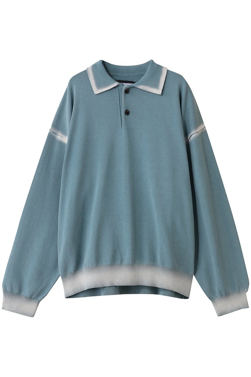 【メゾンスペシャル/MAISON SPECIAL】の【UNISEX】ハイツイストピグメントブリーチニットポロ L/S インテリア・キッズ・メンズ・レディースファッション・服の通販 founy(ファニー) 　ファッション　Fashion　レディースファッション　Fashion for Women　トップス・カットソー　Cut & Sew Tops　ニット　Knit Tops & Sweaters　シャツ・ブラウス・オフィスカジュアル　Elegant Blouses & Button-Ups　ロングTシャツ・Tシャツ　Longline T-Shirts & Tees　カットソー・ベーシックTシャツ　Cut-and-Sewn Tops / Stretch Tees & Basics　ユニセックス　Unisex, Genderless　スリーブ　Sleeve, Long Sleeve / Short Sleeve　ベーシック　Basic, Essential　ポロシャツ　Polo Shirt, Collared Tee　ロング　Long, Long-Length　新作・新入荷　New Arrivals / New In　長袖　Long Sleeve, Full Sleeve　S.BLU(スカイブルー)|ID: prp329100004696789 ipo3291000000033917631