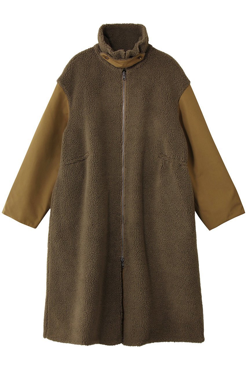 【ヴァシュモン/VACHEMENT】のリサイクルシェルタフタ×ボア ロングコート インテリア・キッズ・メンズ・レディースファッション・服の通販 founy(ファニー) 　ファッション　Fashion　レディースファッション　Fashion for Women　アウター　Coat / Outerwear Collection　コート・ロングコート・ピーコート　Long Coats, Peacoats & More　エレガント 上品　Elegant　タフタ　Taffeta, Structured Fabric　ドッキング　Docking, Mixed Material　ミリタリー　Military, Army Style　ロング　Long, Long-Length　定番　Standard, Basic Item　新作・新入荷　New Arrivals / New In　カーキ|ID: prp329100004698326 ipo3291000000033926853