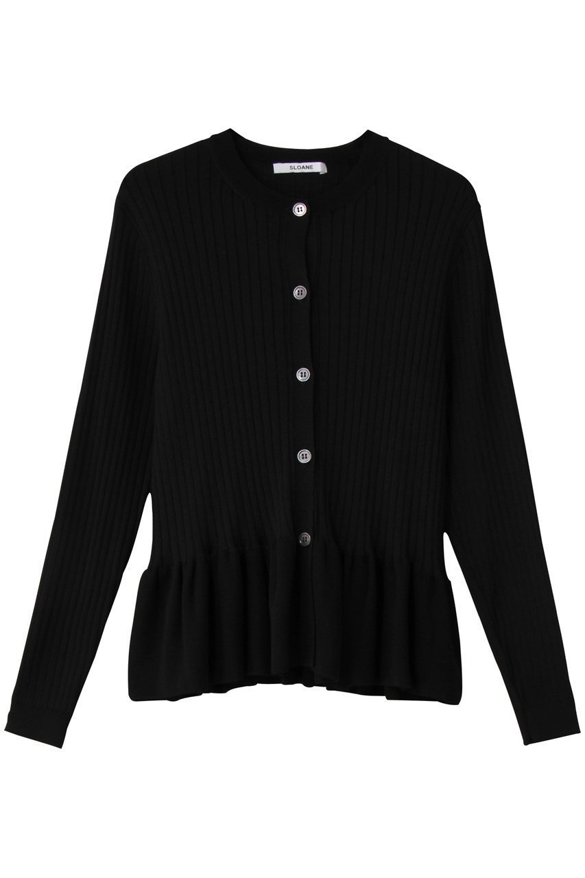 【スローン/SLOANE】の16Gワイドリブ エクストラファインメリノウール ペプラムカーディガン インテリア・キッズ・メンズ・レディースファッション・服の通販 founy(ファニー) 　ファッション　Fashion　レディースファッション　Fashion for Women　トップス・カットソー　Cut & Sew Tops　ニット　Knit Tops & Sweaters　カーディガン・羽織り　Layered Style Cardigans　カーディガン　Cardigan, Knitwear　ペプラム　Peplum, Flared Hem　ワイドリブ　Wide Rib, Wide Ribbed Knit　新作・新入荷　New Arrivals / New In　ブラック|ID: prp329100004698329 ipo3291000000033926882