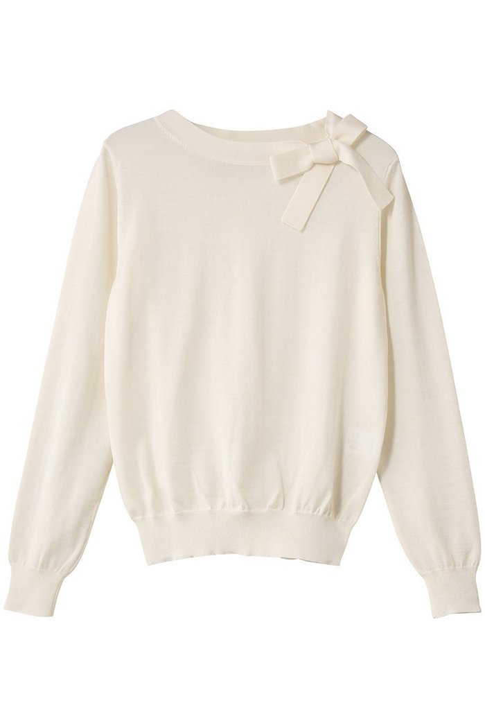 【スローン/SLOANE】の16G天竺 エクストラファインメリノウール リボンプルオーバー インテリア・キッズ・メンズ・レディースファッション・服の通販 founy(ファニー) https://founy.com/ ファッション Fashion レディースファッション Fashion for Women トップス・カットソー Cut & Sew Tops ニット Knit Tops & Sweaters カジュアルプルオーバー・ニットトップス Pullovers & Knit Tops / Casual Pullovers デニム Denim, Jeans Material フレア Flare, Flared リボン Ribbon, Bow |ID: prp329100004698330 ipo3291000000035702369