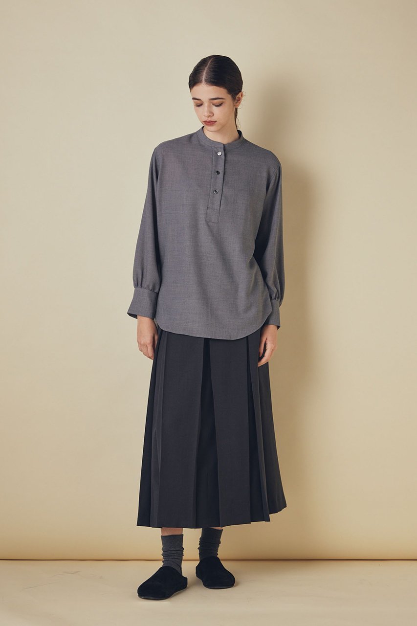 【フローレント/FLORENT】のウールビエラ バンドカラー ブラウス 人気、トレンドファッション・服の通販 founy(ファニー) 　ファッション　Fashion　レディースファッション　Fashion for Women　トップス・カットソー　Cut & Sew Tops　シャツ・ブラウス・オフィスカジュアル　Elegant Blouses & Button-Ups　なめらか　Smooth, Silky Texture　スリーブ　Sleeve, Long Sleeve / Short Sleeve　ドレープ　Drape, Draping Fabric　ロング　Long, Long-Length　other-6|ID: prp329100004698337 ipo3291000000035265491