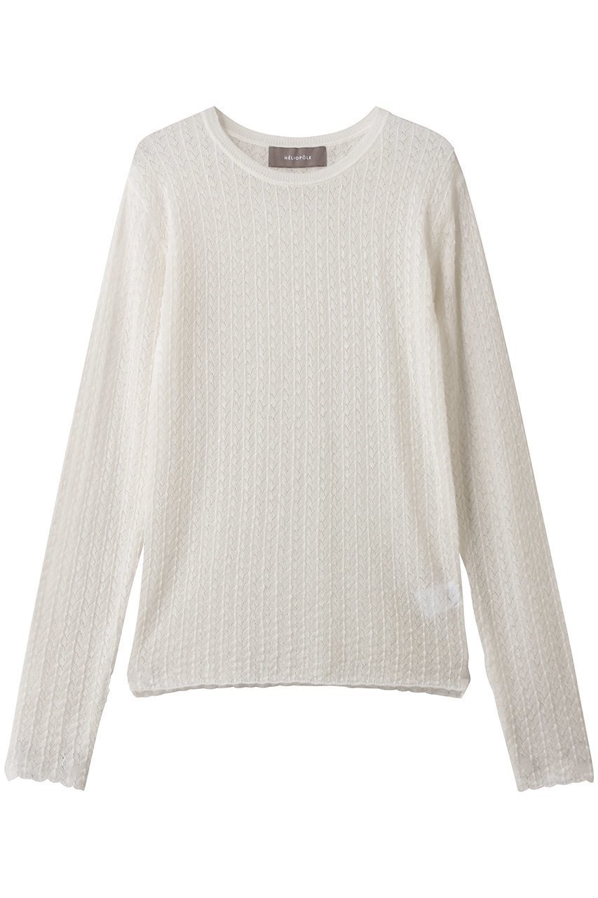 【エリオポール/heliopole】のPOINTAIL ロングスリーブニットT 人気、トレンドファッション・服の通販 founy(ファニー) 　ファッション　Fashion　レディースファッション　Fashion for Women　トップス・カットソー　Cut & Sew Tops　ニット　Knit Tops & Sweaters　カジュアルプルオーバー・ニットトップス　Pullovers & Knit Tops / Casual Pullovers　フィット　Fit, Slim Fit　新作・新入荷　New Arrivals / New In　A/W・秋冬　Autumn/Winter　透かし　Cut-Out, Lacework　 other-1|ID: prp329100004698347 ipo3291000000033927022