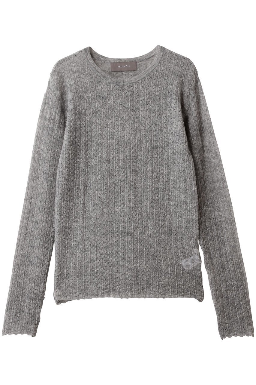 【エリオポール/heliopole】のPOINTAIL ロングスリーブニットT インテリア・キッズ・メンズ・レディースファッション・服の通販 founy(ファニー) 　ファッション　Fashion　レディースファッション　Fashion for Women　トップス・カットソー　Cut & Sew Tops　ニット　Knit Tops & Sweaters　カジュアルプルオーバー・ニットトップス　Pullovers & Knit Tops / Casual Pullovers　フィット　Fit, Slim Fit　新作・新入荷　New Arrivals / New In　A/W・秋冬　Autumn/Winter　透かし　Cut-Out, Lacework　ライトグレー|ID: prp329100004698347 ipo3291000000033927025