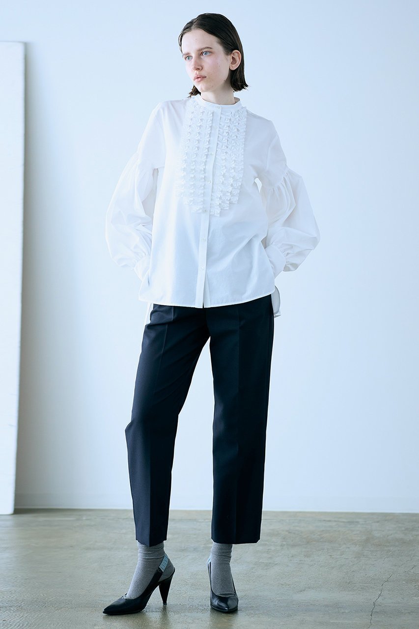 【マリリンムーン/MARILYN MOON】のモダンタックフリルシャツ 人気、トレンドファッション・服の通販 founy(ファニー) 　ファッション　Fashion　レディースファッション　Fashion for Women　トップス・カットソー　Cut & Sew Tops　シャツ・ブラウス・オフィスカジュアル　Elegant Blouses & Button-Ups　オケージョン　Occasion Wear　コンパクト　Compact, Small Size　ジャケット　Jacket, Outerwear　スリーブ　Sleeve, Long Sleeve / Short Sleeve　バランス　Balance, Style Balance　ロング　Long, Long-Length　人気　Popular, Best Seller　other-6|ID: prp329100004698356 ipo3291000000034091649