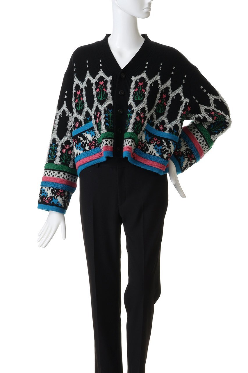 【エリオポール/heliopole】の【boussole】ジャカードVカーディガン 人気、トレンドファッション・服の通販 founy(ファニー) 　ファッション　Fashion　レディースファッション　Fashion for Women　トップス・カットソー　Cut & Sew Tops　ニット　Knit Tops & Sweaters　カーディガン・羽織り　Layered Style Cardigans　カラフル　Colorful Design　カーディガン　Cardigan, Knitwear　クロップド　Cropped, Short Length　ジャカード／ジャガード　Jacquard, Woven Pattern　other-2|ID: prp329100004698377 ipo3291000000035563758