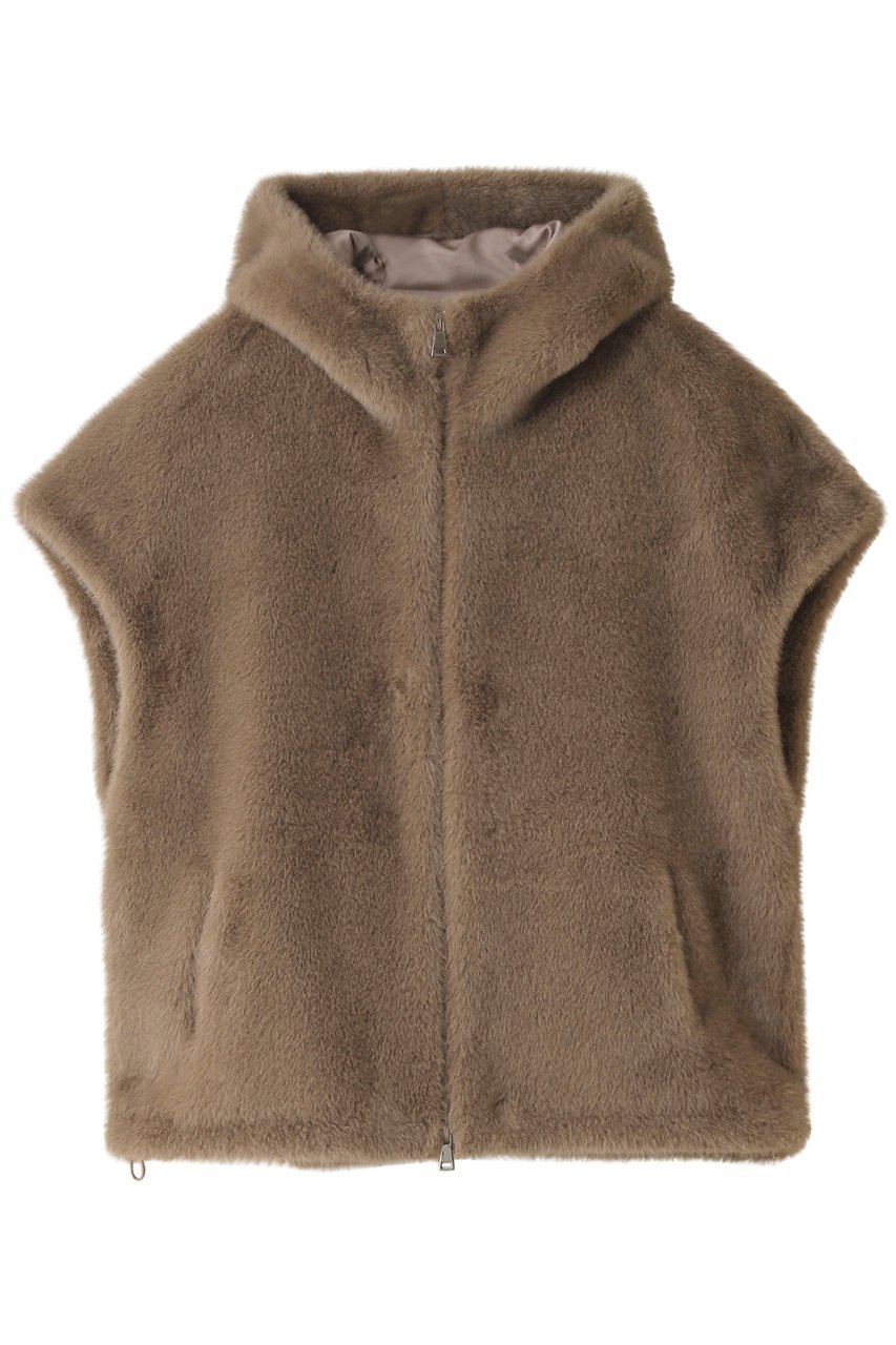 【リナージオ/LIGNAGGIO】のミンク風フェイクフレンチスリーブジレ インテリア・キッズ・メンズ・レディースファッション・服の通販 founy(ファニー) 　ファッション　Fashion　レディースファッション　Fashion for Women　アウター　Coat / Outerwear Collection　レディースジャケット・軽アウター　Jackets　ジャケット　Jacket, Outerwear　スリーブ　Sleeve, Long Sleeve / Short Sleeve　ファブリック　Fabric, Textile　フレンチ　French, French Style　ベスト　Vest, Waistcoat　ボトム　Bottoms, Lower Wear　ミドル　Middle Length, Mid Height　エレガント 上品　Elegant　再入荷　Restock / Back in Stock　A/W・秋冬　Autumn/Winter　防寒　Cold Protection, Winter-Ready　モカ|ID: prp329100004698383 ipo3291000000033927626