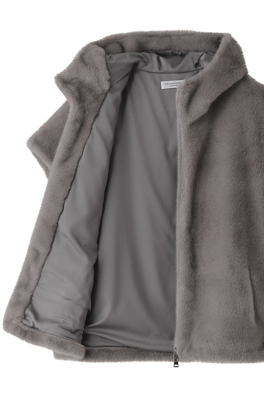 【リナージオ/LIGNAGGIO】のミンク風フェイクフレンチスリーブジレ 人気、トレンドファッション・服の通販 founy(ファニー) 　ファッション　Fashion　レディースファッション　Fashion for Women　アウター　Coat / Outerwear Collection　レディースジャケット・軽アウター　Jackets　ジャケット　Jacket, Outerwear　スリーブ　Sleeve, Long Sleeve / Short Sleeve　ファブリック　Fabric, Textile　フレンチ　French, French Style　ベスト　Vest, Waistcoat　ボトム　Bottoms, Lower Wear　ミドル　Middle Length, Mid Height　エレガント 上品　Elegant　再入荷　Restock / Back in Stock　A/W・秋冬　Autumn/Winter　防寒　Cold Protection, Winter-Ready　other-6|ID: prp329100004698383 ipo3291000000033927631