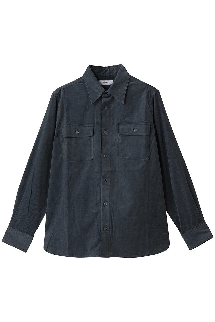 【マイ ウィークネス/MY WEAKNESS】のRanch Shirt インテリア・キッズ・メンズ・レディースファッション・服の通販 founy(ファニー) 　ファッション　Fashion　レディースファッション　Fashion for Women　トップス・カットソー　Cut & Sew Tops　シャツ・ブラウス・オフィスカジュアル　Elegant Blouses & Button-Ups　コーデュロイ　Corduroy, Cord Fabric　スリーブ　Sleeve, Long Sleeve / Short Sleeve　フラップ　Flap, Flap Pocket　ポケット　Pocket, Pocket Detail　ロング　Long, Long-Length　ワーク　Workwear, Utility Style　定番　Standard, Basic Item　新作・新入荷　New Arrivals / New In　NAVY|ID: prp329100004699919 ipo3291000000033936204