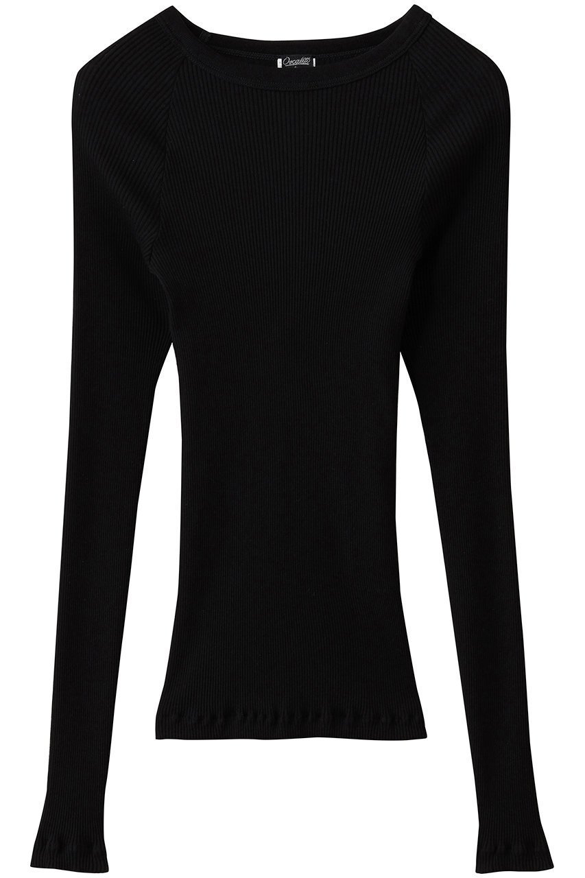 【マルティニーク/martinique】の《別注》【Oscalito】リブクルーネックプルオーバー インテリア・キッズ・メンズ・レディースファッション・服の通販 founy(ファニー) 　ファッション　Fashion　レディースファッション　Fashion for Women　トップス・カットソー　Cut & Sew Tops　シャツ・ブラウス・オフィスカジュアル　Elegant Blouses & Button-Ups　ロングTシャツ・Tシャツ　Longline T-Shirts & Tees　カジュアルプルオーバー・ニットトップス　Pullovers & Knit Tops / Casual Pullovers　カットソー・ベーシックTシャツ　Cut-and-Sewn Tops / Stretch Tees & Basics　インナー　Innerwear　スリーブ　Sleeve, Long Sleeve / Short Sleeve　ロング　Long, Long-Length　別注　Limited Edition, Custom Order　ブラック|ID: prp329100004699945 ipo3291000000035743586