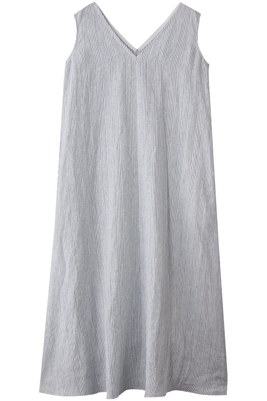 【プレインピープル/PLAIN PEOPLE】のリネンコットンストライプVネックワンピース 人気、トレンドファッション・服の通販 founy(ファニー) 　ファッション　Fashion　レディースファッション　Fashion for Women　ワンピース　Dresses　チュニック　Tunic Tops & Dresses　ストライプ　Stripe, Striped Pattern　チュニック　Tunic, Long Top　トレンド　Trend, Trending Now　リネン　Linen, Linen Fabric　ロング　Long, Long-Length　新作・新入荷　New Arrivals / New In　 other-1|ID: prp329100004699960 ipo3291000000033936571