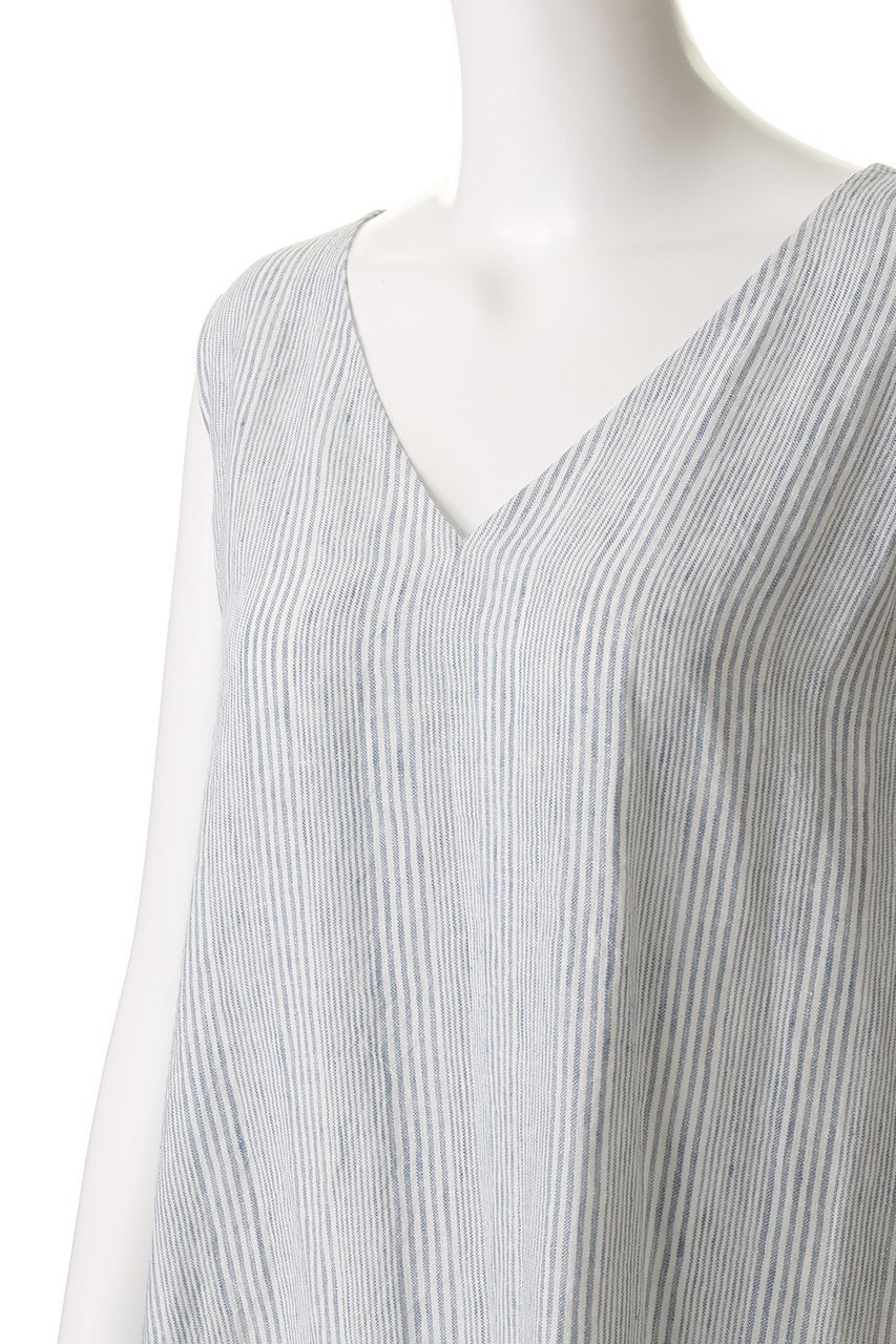 【プレインピープル/PLAIN PEOPLE】のリネンコットンストライプVネックワンピース 人気、トレンドファッション・服の通販 founy(ファニー) 　ファッション　Fashion　レディースファッション　Fashion for Women　ワンピース　Dresses　チュニック　Tunic Tops & Dresses　ストライプ　Stripe, Striped Pattern　チュニック　Tunic, Long Top　トレンド　Trend, Trending Now　リネン　Linen, Linen Fabric　ロング　Long, Long-Length　新作・新入荷　New Arrivals / New In　other-5|ID: prp329100004699960 ipo3291000000033936579