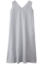 【プレインピープル/PLAIN PEOPLE】のリネンコットンストライプVネックワンピース ブルー×ホワイト|ID: prp329100004699960 ipo3291000000035800320