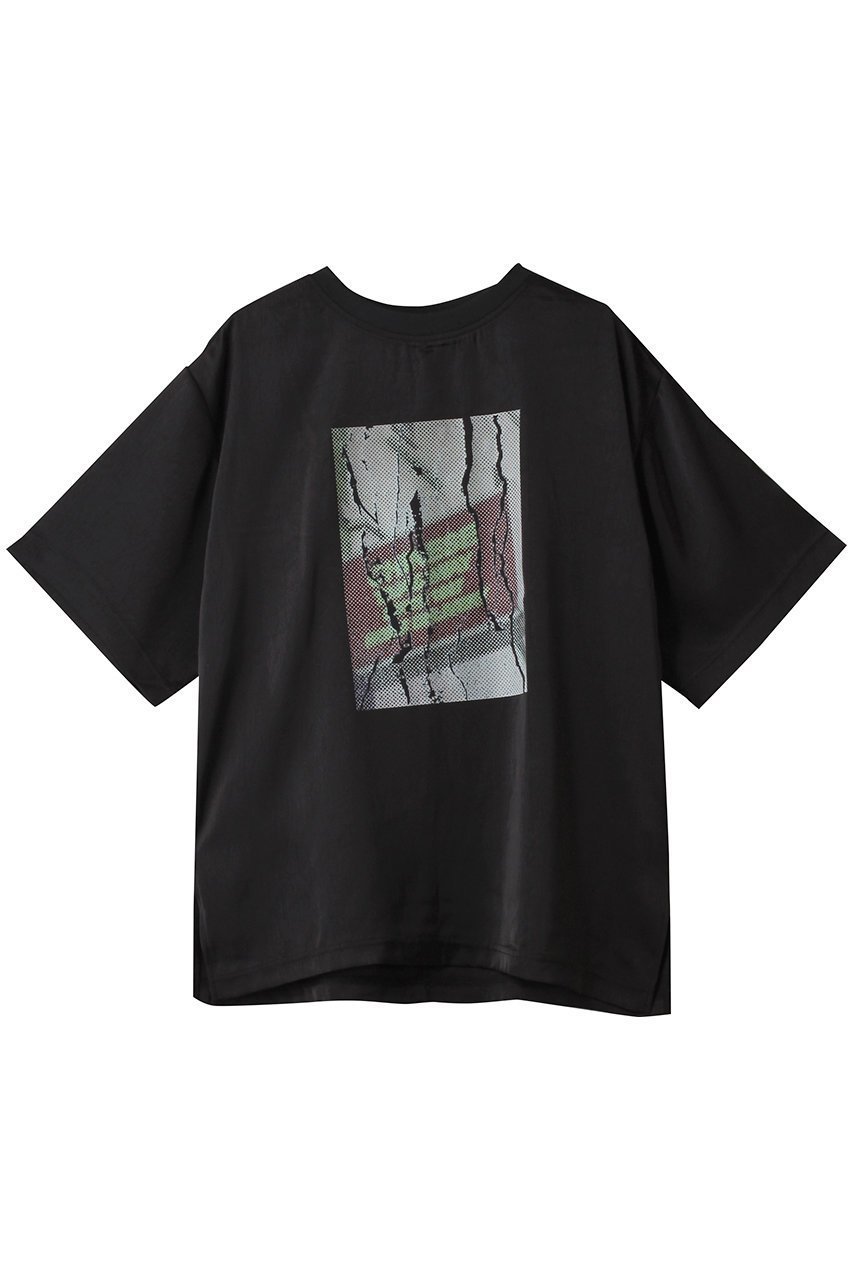 【メゾンスペシャル/MAISON SPECIAL】のDot Photo Print Satin T-Shirt/ドットフォトプリントサテンTシャツ インテリア・キッズ・メンズ・レディースファッション・服の通販 founy(ファニー) 　ファッション　Fashion　レディースファッション　Fashion for Women　トップス・カットソー　Cut & Sew Tops　シャツ・ブラウス・オフィスカジュアル　Elegant Blouses & Button-Ups　ロングTシャツ・Tシャツ　Longline T-Shirts & Tees　カットソー・ベーシックTシャツ　Cut-and-Sewn Tops / Stretch Tees & Basics　サテン　Satin, Glossy Fabric　ショート　Short, Short Length　スリーブ　Sleeve, Long Sleeve / Short Sleeve　ドット　Polka Dot, Dot Pattern　プリント　Print, Printed Pattern　新作・新入荷　New Arrivals / New In　BLK(ブラック)|ID: prp329100004699976 ipo3291000000033936678