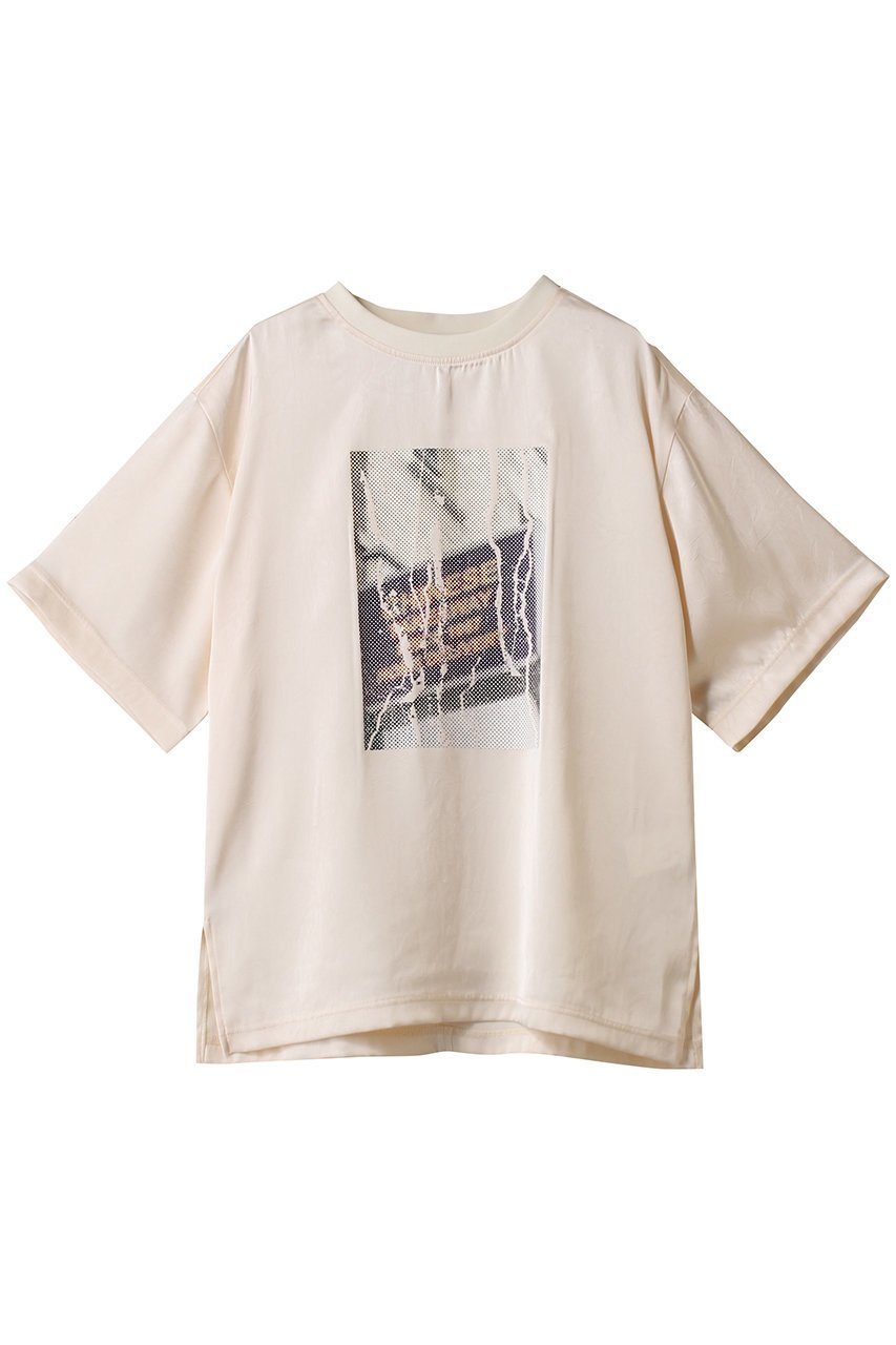 【メゾンスペシャル/MAISON SPECIAL】のDot Photo Print Satin T-Shirt/ドットフォトプリントサテンTシャツ インテリア・キッズ・メンズ・レディースファッション・服の通販 founy(ファニー) 　ファッション　Fashion　レディースファッション　Fashion for Women　トップス・カットソー　Cut & Sew Tops　シャツ・ブラウス・オフィスカジュアル　Elegant Blouses & Button-Ups　ロングTシャツ・Tシャツ　Longline T-Shirts & Tees　カットソー・ベーシックTシャツ　Cut-and-Sewn Tops / Stretch Tees & Basics　サテン　Satin, Glossy Fabric　ショート　Short, Short Length　スリーブ　Sleeve, Long Sleeve / Short Sleeve　ドット　Polka Dot, Dot Pattern　プリント　Print, Printed Pattern　新作・新入荷　New Arrivals / New In　WHT(ホワイト)|ID: prp329100004699976 ipo3291000000033936679