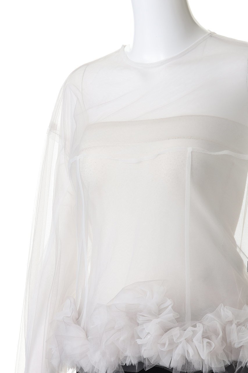 【メゾンスペシャル/MAISON SPECIAL】の2way Flower Hem Tulle Top/2wayフラワーヘムチュールトップス 人気、トレンドファッション・服の通販 founy(ファニー) 　ファッション　Fashion　レディースファッション　Fashion for Women　トップス・カットソー　Cut & Sew Tops　シャツ・ブラウス・オフィスカジュアル　Elegant Blouses & Button-Ups　ロングTシャツ・Tシャツ　Longline T-Shirts & Tees　カットソー・ベーシックTシャツ　Cut-and-Sewn Tops / Stretch Tees & Basics　スリーブ　Sleeve, Long Sleeve / Short Sleeve　チュール　Tulip, Tulip Motif　パーティ　Party, Party Style　フラワー　Flower, Floral　フリル　Frill, Ruffle　ロング　Long, Long-Length　新作・新入荷　New Arrivals / New In　other-5|ID: prp329100004699978 ipo3291000000033936699