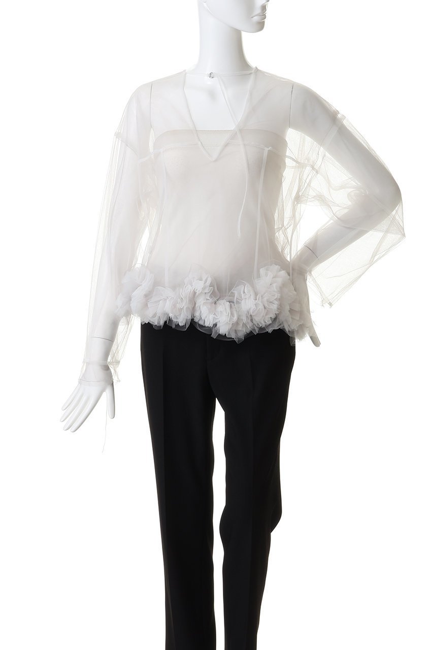 【メゾンスペシャル/MAISON SPECIAL】の2way Flower Hem Tulle Top/2wayフラワーヘムチュールトップス 人気、トレンドファッション・服の通販 founy(ファニー) 　ファッション　Fashion　レディースファッション　Fashion for Women　トップス・カットソー　Cut & Sew Tops　シャツ・ブラウス・オフィスカジュアル　Elegant Blouses & Button-Ups　ロングTシャツ・Tシャツ　Longline T-Shirts & Tees　カットソー・ベーシックTシャツ　Cut-and-Sewn Tops / Stretch Tees & Basics　スリーブ　Sleeve, Long Sleeve / Short Sleeve　チュール　Tulip, Tulip Motif　パーティ　Party, Party Style　フラワー　Flower, Floral　フリル　Frill, Ruffle　ロング　Long, Long-Length　新作・新入荷　New Arrivals / New In　other-6|ID: prp329100004699978 ipo3291000000033936701