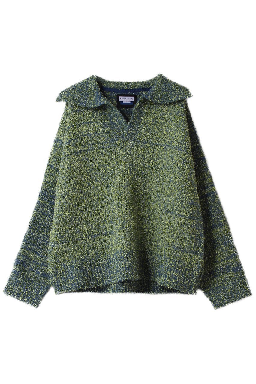 【メゾンスペシャル/MAISON SPECIAL】の【UNISEX】Mix color Fancy yarn スキッパーPO インテリア・キッズ・メンズ・レディースファッション・服の通販 founy(ファニー) 　ファッション　Fashion　レディースファッション　Fashion for Women　トップス・カットソー　Cut & Sew Tops　ニット　Knit Tops & Sweaters　カジュアルプルオーバー・ニットトップス　Pullovers & Knit Tops / Casual Pullovers　ユニセックス　Unisex, Genderless　スキッパー　Skipper, Open Collar　ランダム　Random, Irregular　新作・新入荷　New Arrivals / New In　BLU(ブルー)|ID: prp329100004699981 ipo3291000000033936719