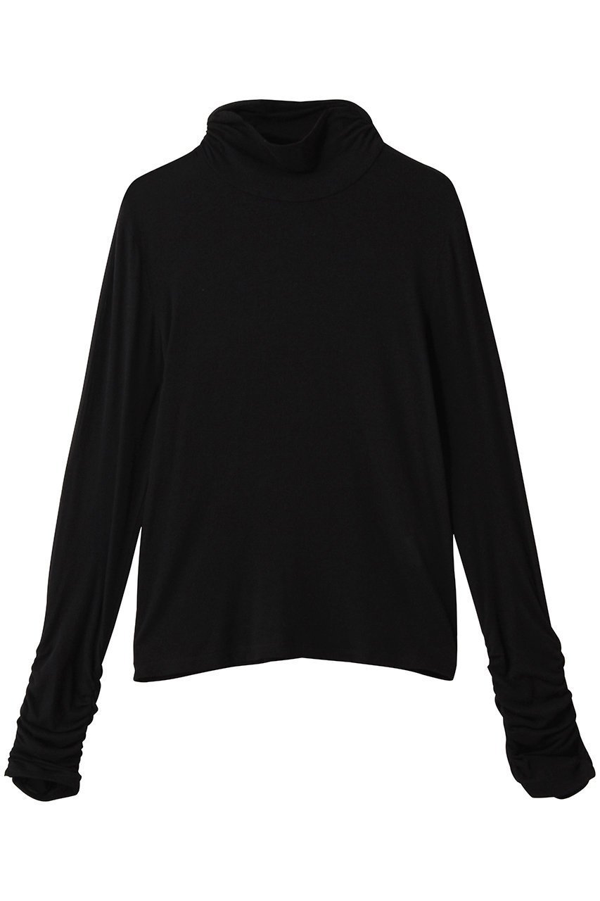 【アルアバイル/allureville】の【Loulou Willoughby】シルクジャージプルオーバー インテリア・キッズ・メンズ・レディースファッション・服の通販 founy(ファニー) 　ファッション　Fashion　レディースファッション　Fashion for Women　トップス・カットソー　Cut & Sew Tops　シャツ・ブラウス・オフィスカジュアル　Elegant Blouses & Button-Ups　ロングTシャツ・Tシャツ　Longline T-Shirts & Tees　カジュアルプルオーバー・ニットトップス　Pullovers & Knit Tops / Casual Pullovers　カットソー・ベーシックTシャツ　Cut-and-Sewn Tops / Stretch Tees & Basics　ギャザー　Gathered, Ruffled　シルク　Silk, 100% Silk　スリーブ　Sleeve, Long Sleeve / Short Sleeve　ロング　Long, Long-Length　新作・新入荷　New Arrivals / New In　ブラック|ID: prp329100004699987 ipo3291000000033936768