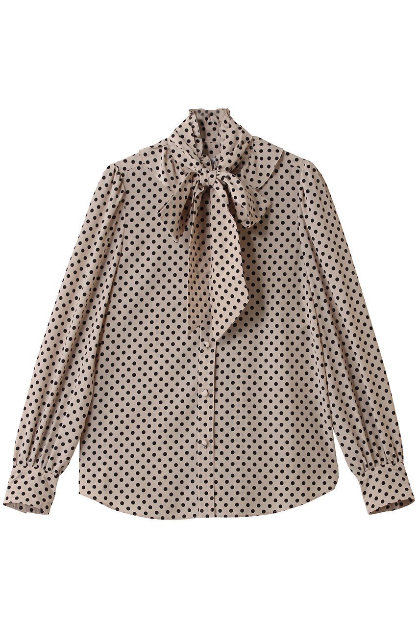 【アルアバイル/allureville】の【Loulou Willoughby】デシンドットフリルボウタイBL A インテリア・キッズ・メンズ・レディースファッション・服の通販 founy(ファニー) 　ファッション　Fashion　レディースファッション　Fashion for Women　トップス・カットソー　Cut & Sew Tops　シャツ・ブラウス・オフィスカジュアル　Elegant Blouses & Button-Ups　エレガント 上品　Elegant　クラシカル　Classical, Vintage-Inspired　スリーブ　Sleeve, Long Sleeve / Short Sleeve　ドット　Polka Dot, Dot Pattern　フリル　Frill, Ruffle　ロング　Long, Long-Length　新作・新入荷　New Arrivals / New In　ライトベージュ|ID: prp329100004699988 ipo3291000000033936776