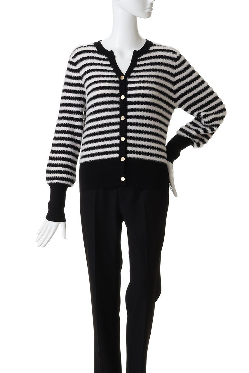 【アルアバイル/allureville】の【Loulou Willoughby】フェーザーボーダーCD A 人気、トレンドファッション・服の通販 founy(ファニー) 　ファッション　Fashion　レディースファッション　Fashion for Women　トップス・カットソー　Cut & Sew Tops　ニット　Knit Tops & Sweaters　カーディガン・羽織り　Layered Style Cardigans　カーディガン　Cardigan, Knitwear　コンパクト　Compact, Small Size　フェザーヤーン　Feather Yarn, Fluffy Yarn　新作・新入荷　New Arrivals / New In　other-2|ID: prp329100004699992 ipo3291000000033936805