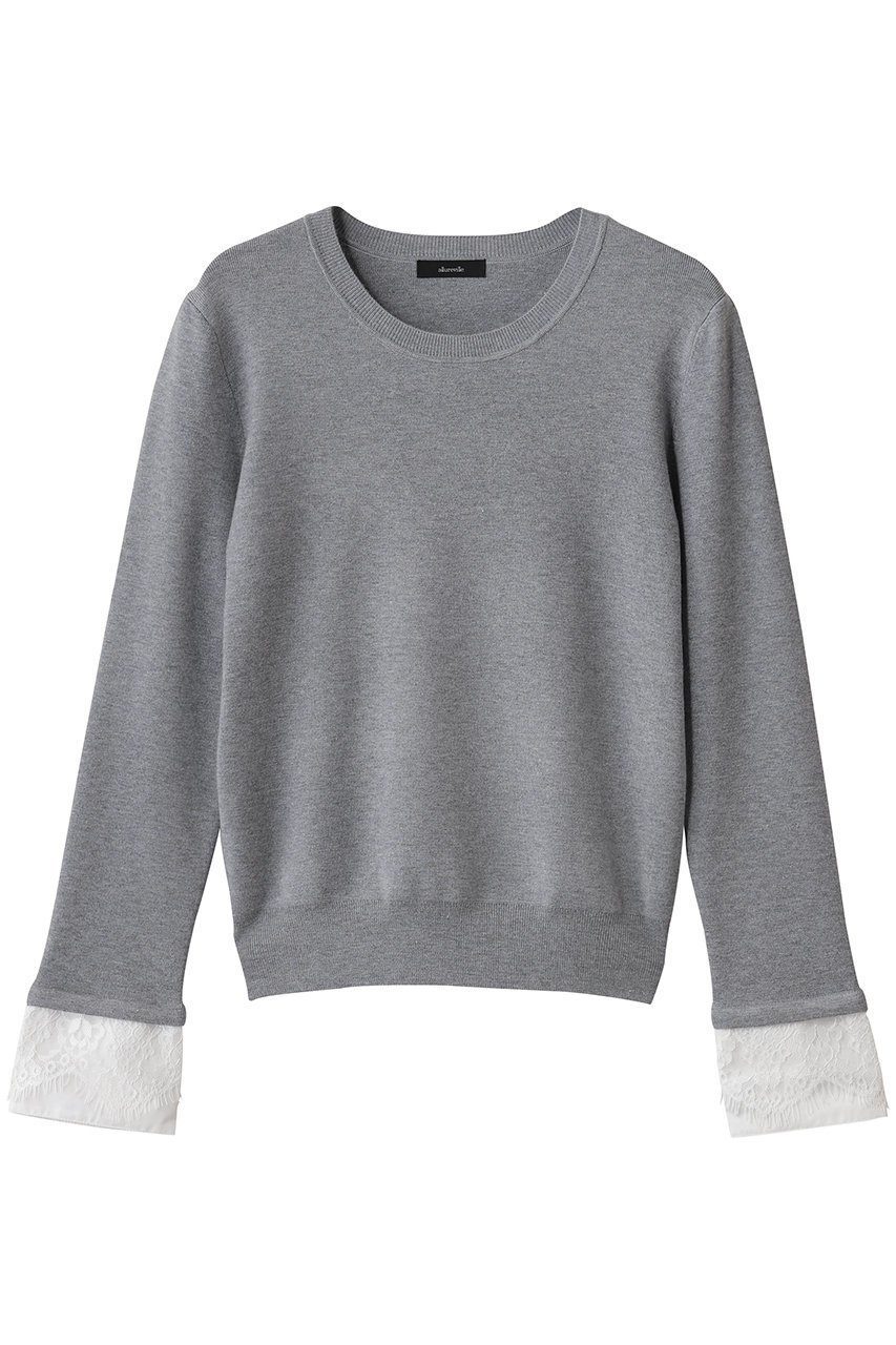 【アルアバイル/allureville】のレースカフスドッキングプルオーバー インテリア・キッズ・メンズ・レディースファッション・服の通販 founy(ファニー) 　ファッション　Fashion　レディースファッション　Fashion for Women　トップス・カットソー　Cut & Sew Tops　ニット　Knit Tops & Sweaters　カジュアルプルオーバー・ニットトップス　Pullovers & Knit Tops / Casual Pullovers　インナー　Innerwear　カフス　Cuff Design　カーディガン　Cardigan, Knitwear　コンパクト　Compact, Small Size　シンプル　Simple, Minimal　ジャケット　Jacket, Outerwear　ドッキング　Docking, Mixed Material　ベーシック　Basic, Essential　レース　Lace, Lace Fabric　冬　Winter / This Winter　新作・新入荷　New Arrivals / New In　グレー|ID: prp329100004699994 ipo3291000000033936812