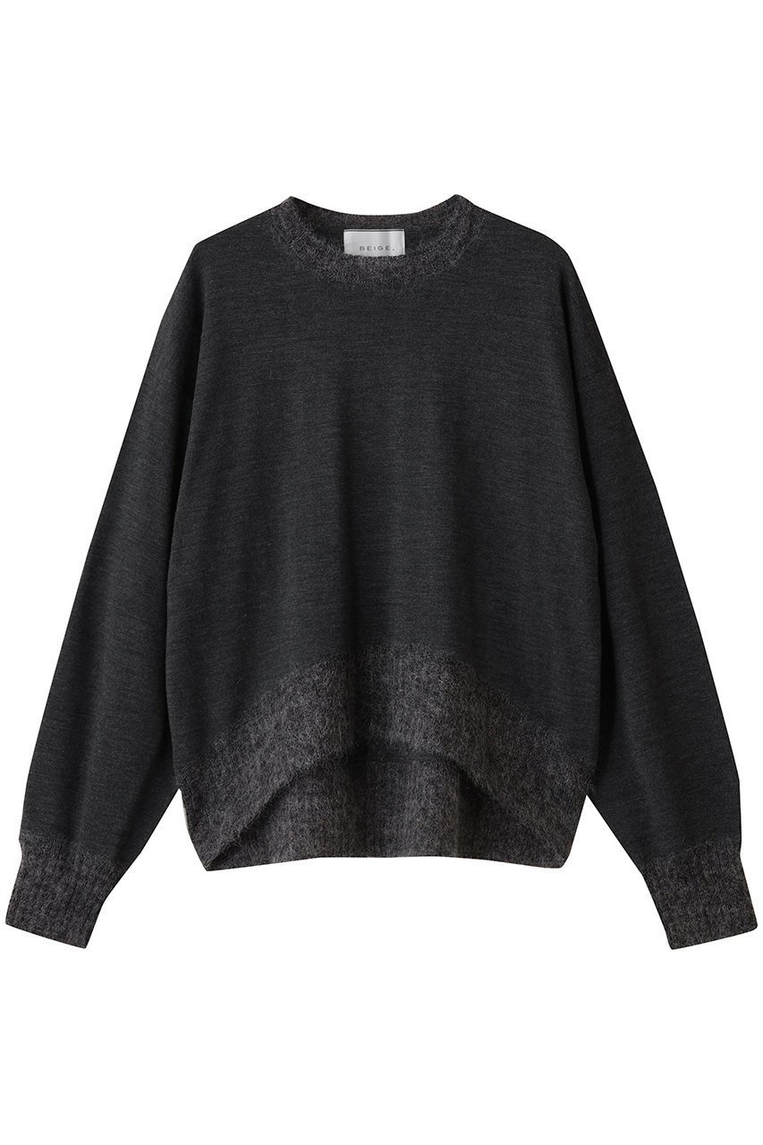 【ベイジ,/BEIGE,】のLA MONNAIE(ラ モネ)/モヘヤMIXクルーネックニット インテリア・キッズ・メンズ・レディースファッション・服の通販 founy(ファニー) 　ファッション　Fashion　レディースファッション　Fashion for Women　トップス・カットソー　Cut & Sew Tops　ニット　Knit Tops & Sweaters　カジュアルプルオーバー・ニットトップス　Pullovers & Knit Tops / Casual Pullovers　シアー　Sheer, See-Through　フロント　Front, Front Design　ミックス　Mix, Mixed Style　人気　Popular, Best Seller　定番　Standard, Basic Item　新作・新入荷　New Arrivals / New In　Gray|ID: prp329100004700006 ipo3291000000033936903