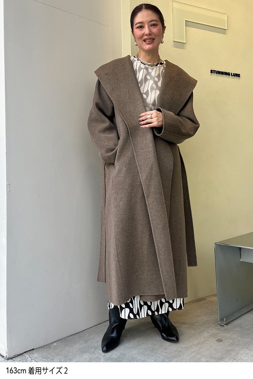 【スタニングルアー/STUNNING LURE】のrヤクキャメルフーディコート 人気、トレンドファッション・服の通販 founy(ファニー) 　ファッション　Fashion　レディースファッション　Fashion for Women　アウター　Coat / Outerwear Collection　コート・ロングコート・ピーコート　Long Coats, Peacoats & More　ショール　Shawl, Wrap　ハンド　Hand, Handmade　ロング　Long, Long-Length　エレガント 上品　Elegant　新作・新入荷　New Arrivals / New In　other-4|ID: prp329100004700070 ipo3291000000033937679