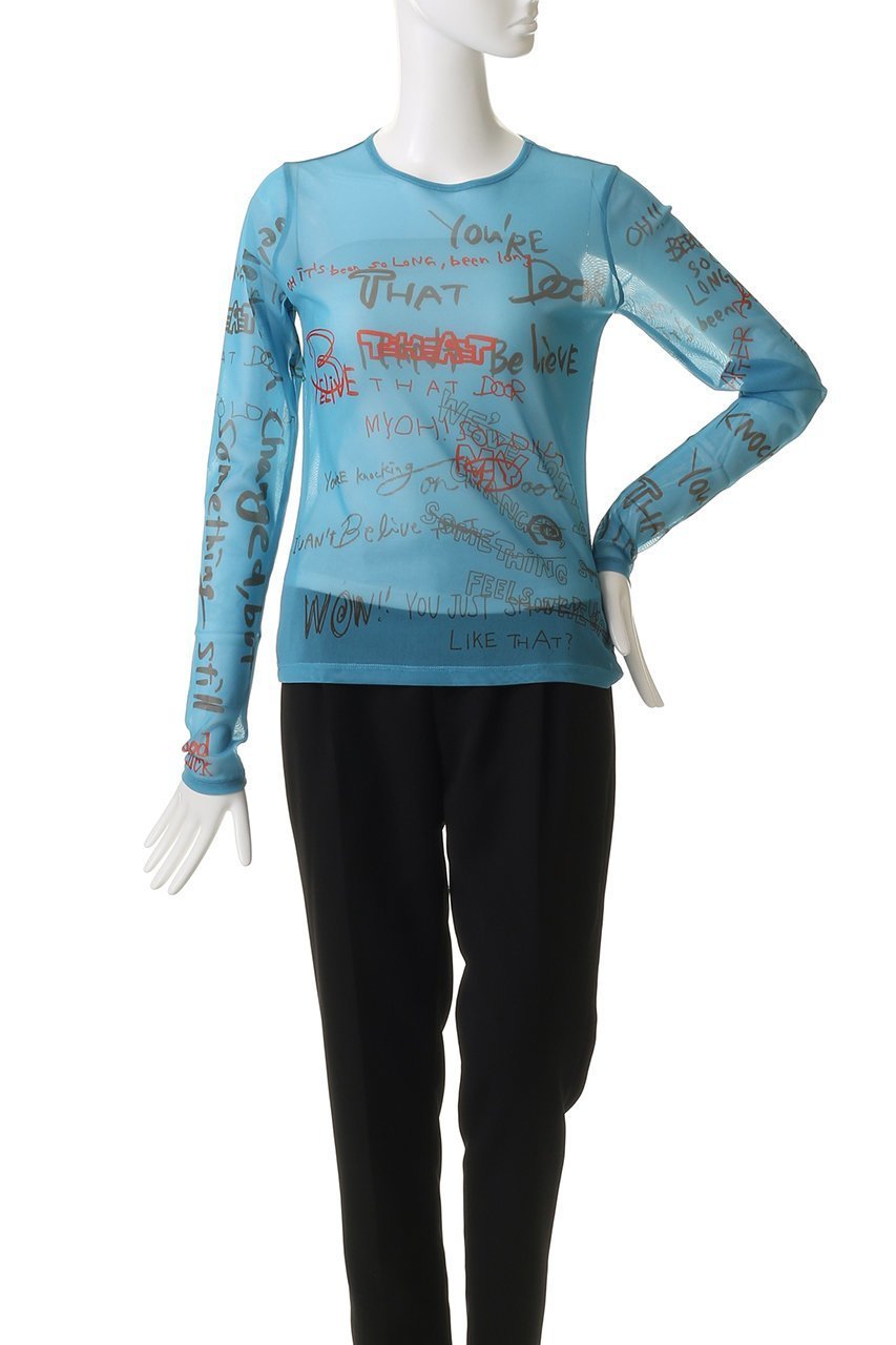 【メゾンスペシャル/MAISON SPECIAL】のHand Writing Mesh Tops/ハンドライティングメッシュトップス 人気、トレンドファッション・服の通販 founy(ファニー) 　ファッション　Fashion　レディースファッション　Fashion for Women　トップス・カットソー　Cut & Sew Tops　シャツ・ブラウス・オフィスカジュアル　Elegant Blouses & Button-Ups　ロングTシャツ・Tシャツ　Longline T-Shirts & Tees　カットソー・ベーシックTシャツ　Cut-and-Sewn Tops / Stretch Tees & Basics　インナー　Innerwear　シアー　Sheer, See-Through　スタイリッシュ　Stylish, Fashionable　ストレッチ　Stretch, Stretchy Fabric　スリーブ　Sleeve, Long Sleeve / Short Sleeve　フィット　Fit, Slim Fit　プリント　Print, Printed Pattern　ロング　Long, Long-Length　other-2|ID: prp329100004701625 ipo3291000000033948505