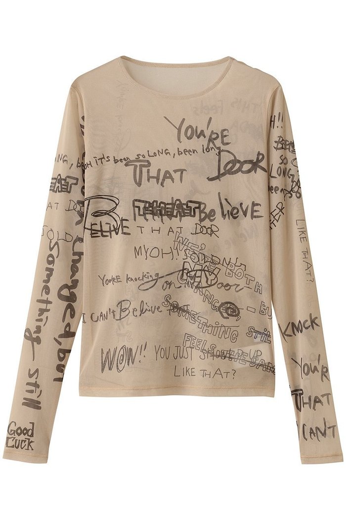【メゾンスペシャル/MAISON SPECIAL】のHand Writing Mesh Tops/ハンドライティングメッシュトップス インテリア・キッズ・メンズ・レディースファッション・服の通販 founy(ファニー) https://founy.com/ ファッション Fashion レディースファッション Fashion for Women トップス・カットソー Cut & Sew Tops シャツ・ブラウス・オフィスカジュアル Elegant Blouses & Button-Ups ロングTシャツ・Tシャツ Longline T-Shirts & Tees カットソー・ベーシックTシャツ Cut-and-Sewn Tops / Stretch Tees & Basics インナー Innerwear シアー Sheer, See-Through スタイリッシュ Stylish, Fashionable ストレッチ Stretch, Stretchy Fabric スリーブ Sleeve, Long Sleeve / Short Sleeve フィット Fit, Slim Fit プリント Print, Printed Pattern ロング Long, Long-Length |ID: prp329100004701625 ipo3291000000036134719