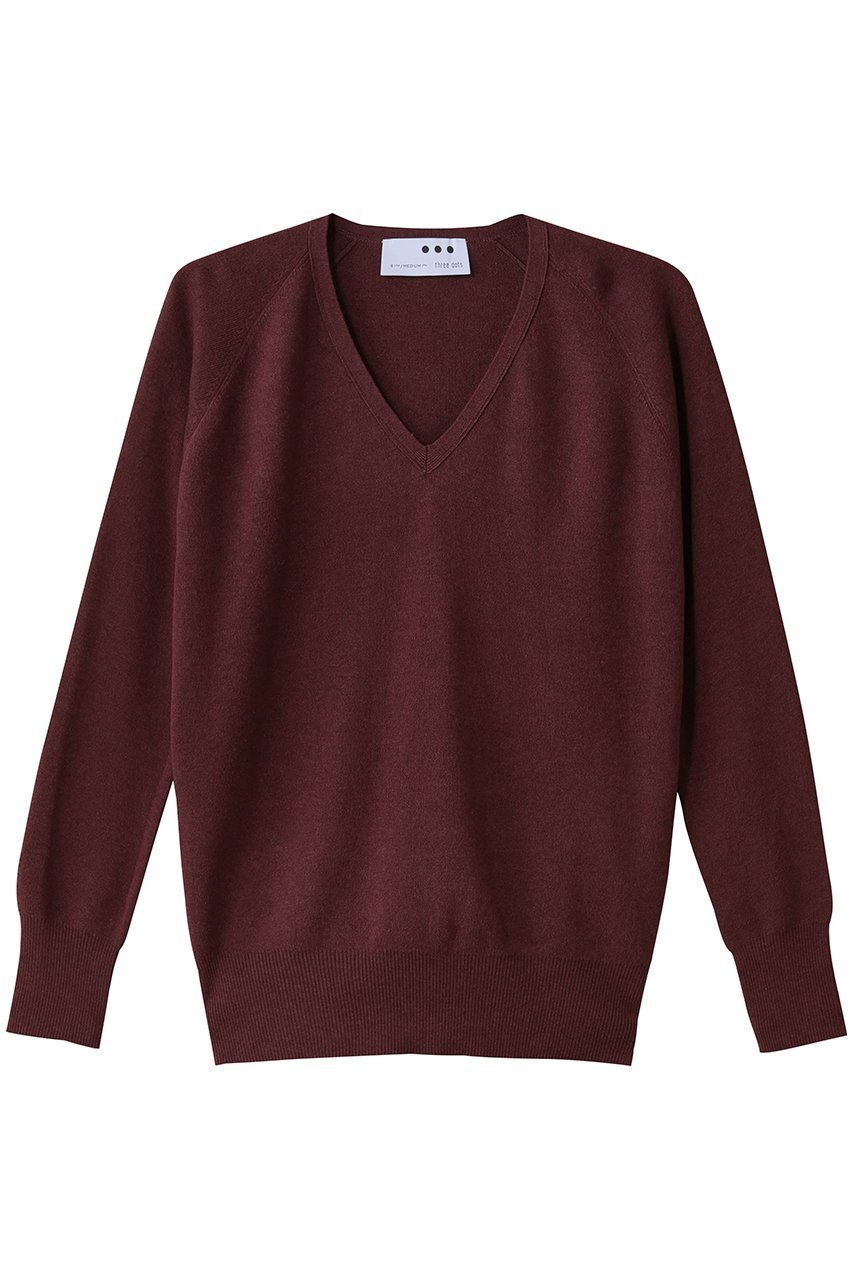 【スリー ドッツ/three dots】のコットンメランジスムースプルオーバー インテリア・キッズ・メンズ・レディースファッション・服の通販 founy(ファニー) 　ファッション　Fashion　レディースファッション　Fashion for Women　トップス・カットソー　Cut & Sew Tops　ニット　Knit Tops & Sweaters　カジュアルプルオーバー・ニットトップス　Pullovers & Knit Tops / Casual Pullovers　シンプル　Simple, Minimal　デコルテ　Décolleté, Neckline　フォルム　Silhouette, Form　ボトム　Bottoms, Lower Wear　リラックス　Relax, Relaxed Fit　エレガント 上品　Elegant　CHOCOLATE PLUM|ID: prp329100004701659 ipo3291000000033948741