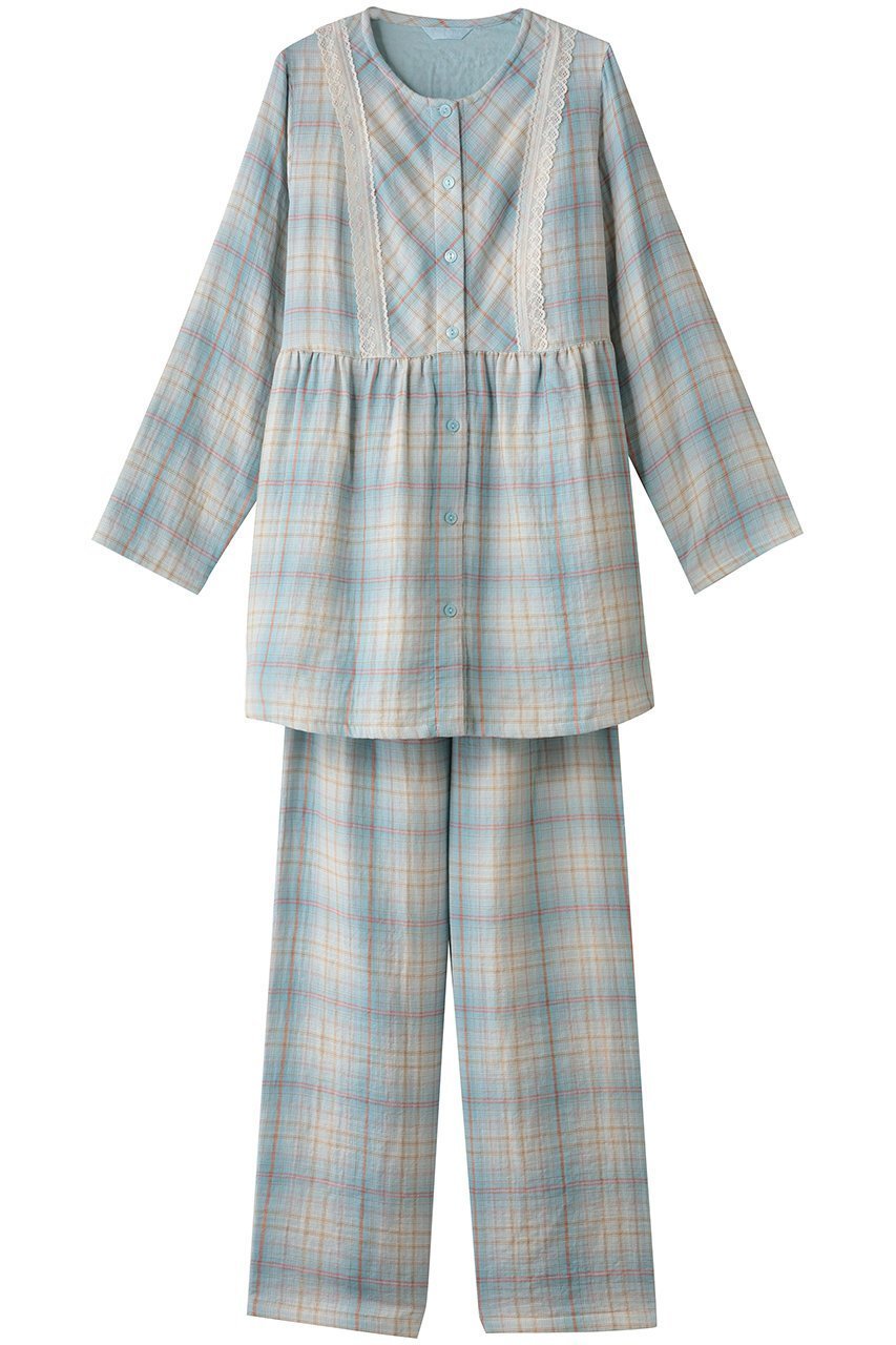 【キッドブルー/KID BLUE / GOODS】のトリプルガーゼオンブレーチェックパジャマ 人気、トレンドファッション・服の通販 founy(ファニー) 　おすすめ　Recommended / Our Picks　ストレート　Straight, Straight Cut　バランス　Balance, Style Balance　パジャマ　Pajamas, Sleepwear　ボックス　Boxy, Box Shape　ボトム　Bottoms, Lower Wear　リラックス　Relax, Relaxed Fit　定番　Standard, Basic Item　新作・新入荷　New Arrivals / New In　無地　Plain, Solid Color　 other-1|ID: prp329100004701674 ipo3291000000033949037