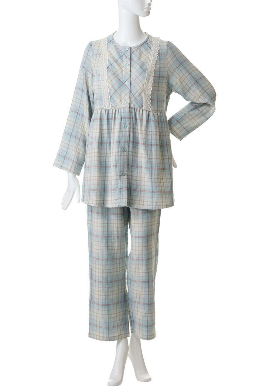 【キッドブルー/KID BLUE / GOODS】のトリプルガーゼオンブレーチェックパジャマ 人気、トレンドファッション・服の通販 founy(ファニー) 　おすすめ　Recommended / Our Picks　ストレート　Straight, Straight Cut　バランス　Balance, Style Balance　パジャマ　Pajamas, Sleepwear　ボックス　Boxy, Box Shape　ボトム　Bottoms, Lower Wear　リラックス　Relax, Relaxed Fit　定番　Standard, Basic Item　新作・新入荷　New Arrivals / New In　無地　Plain, Solid Color　other-2|ID: prp329100004701674 ipo3291000000033949040