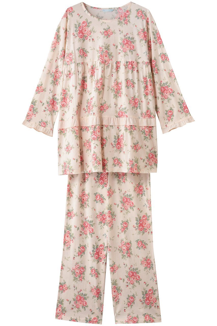 【キッドブルー/KID BLUE】の25オータムローズNパジャマ インテリア・キッズ・メンズ・レディースファッション・服の通販 founy(ファニー) 　ファッション　Fashion　レディースファッション　Fashion for Women　トップス・カットソー　Cut & Sew Tops　なめらか　Smooth, Silky Texture　オータム　Autumn Fashion　ギャザー　Gathered, Ruffled　パジャマ　Pajamas, Sleepwear　リラックス　Relax, Relaxed Fit　ローズ　Rose, Rose Motif　エレガント 上品　Elegant　再入荷　Restock / Back in Stock　サーモンピンク|ID: prp329100004701678 ipo3291000000034875032