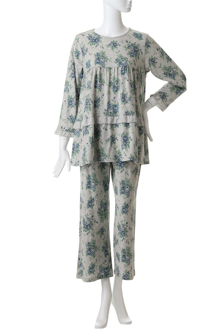 【キッドブルー/KID BLUE】の25オータムローズNパジャマ 人気、トレンドファッション・服の通販 founy(ファニー) 　ファッション　Fashion　レディースファッション　Fashion for Women　トップス・カットソー　Cut & Sew Tops　なめらか　Smooth, Silky Texture　オータム　Autumn Fashion　ギャザー　Gathered, Ruffled　パジャマ　Pajamas, Sleepwear　リラックス　Relax, Relaxed Fit　ローズ　Rose, Rose Motif　エレガント 上品　Elegant　再入荷　Restock / Back in Stock　other-2|ID: prp329100004701678 ipo3291000000034875035