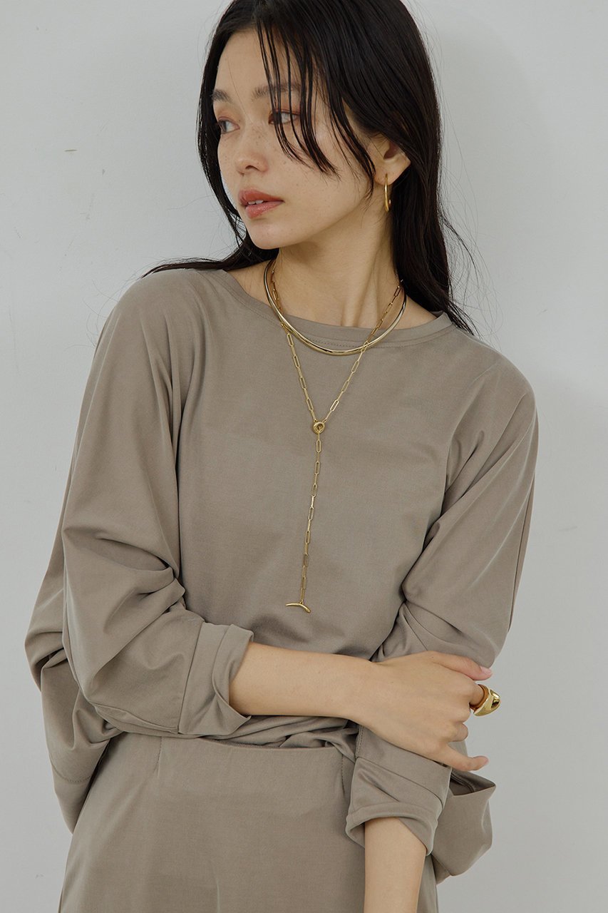 【ガリャルダガランテ/GALLARDAGALANTE】の【セットアップ対応】キュプラジャージードルマンプルオーバー 人気、トレンドファッション・服の通販 founy(ファニー) 　ファッション　Fashion　レディースファッション　Fashion for Women　トップス・カットソー　Cut & Sew Tops　シャツ・ブラウス・オフィスカジュアル　Elegant Blouses & Button-Ups　ロングTシャツ・Tシャツ　Longline T-Shirts & Tees　カジュアルプルオーバー・ニットトップス　Pullovers & Knit Tops / Casual Pullovers　カットソー・ベーシックTシャツ　Cut-and-Sewn Tops / Stretch Tees & Basics　とろみ　Fluid, Flowy Fabric　キュプラ　Cupro, Eco Fabric　シンプル　Simple, Minimal　スラックス　Slacks, Dress Pants　スリーブ　Sleeve, Long Sleeve / Short Sleeve　セットアップ　Set-Up, Coordinated Outfit　デニム　Denim, Jeans Material　ロング　Long, Long-Length　エレガント 上品　Elegant　other-7|ID: prp329100004703256 ipo3291000000035638248