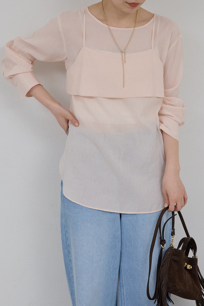 【ガリャルダガランテ/GALLARDAGALANTE】のビスチェレイヤードシャツ インテリア・キッズ・メンズ・レディースファッション・服の通販 founy(ファニー) 　ファッション　Fashion　レディースファッション　Fashion for Women　トップス・カットソー　Cut & Sew Tops　シャツ・ブラウス・オフィスカジュアル　Elegant Blouses & Button-Ups　ビスチェ　Bustiers & Corset Tops / Layered Bustier Style　2026年　2026　インナー　Innerwear　シアー　Sheer, See-Through　ジャケット　Jacket, Outerwear　スリーブ　Sleeve, Long Sleeve / Short Sleeve　ビスチェ　Bustier, Corset Top　ロング　Long, Long-Length　夏　Summer　春　Spring　S/S・春夏　SS, Spring/Summer, Warm Season　ピンク|ID: prp329100004703257 ipo3291000000035382043