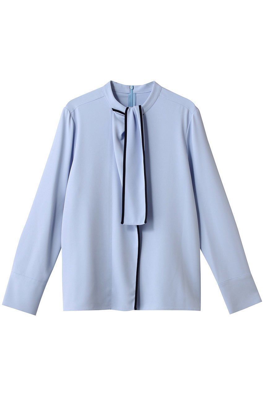 【アルアバイル/allureville】のDEFORM BOW ブラウス インテリア・キッズ・メンズ・レディースファッション・服の通販 founy(ファニー) 　ファッション　Fashion　レディースファッション　Fashion for Women　トップス・カットソー　Cut & Sew Tops　シャツ・ブラウス・オフィスカジュアル　Elegant Blouses & Button-Ups　インナー　Innerwear　シンプル　Simple, Minimal　ジャケット　Jacket, Outerwear　スリット　Slit, Slit Detail　スリーブ　Sleeve, Long Sleeve / Short Sleeve　ビジネス 仕事 通勤　Business / Work / Commuting　ロング　Long, Long-Length　新作・新入荷　New Arrivals / New In　ブルー系|ID: prp329100004703277 ipo3291000000033963149
