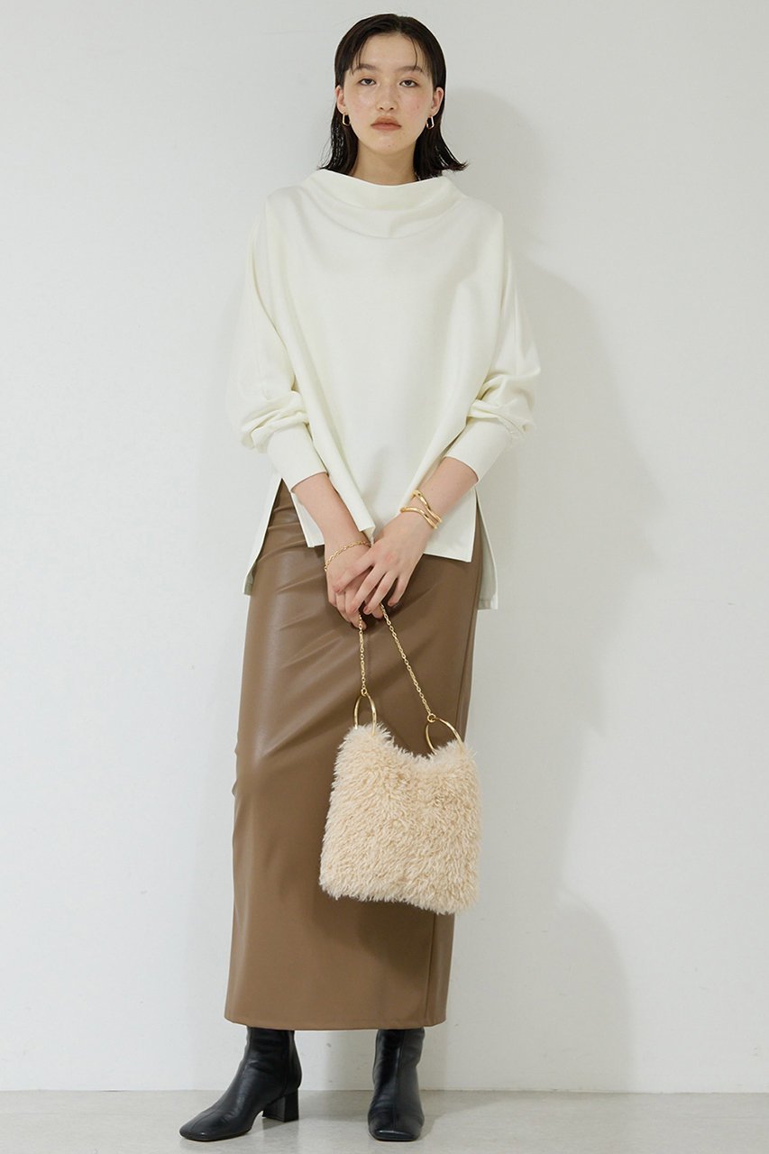 【ガリャルダガランテ/GALLARDAGALANTE】のボトルネックポンチプルオーバー 人気、トレンドファッション・服の通販 founy(ファニー) 　ファッション　Fashion　レディースファッション　Fashion for Women　トップス・カットソー　Cut & Sew Tops　シャツ・ブラウス・オフィスカジュアル　Elegant Blouses & Button-Ups　ロングTシャツ・Tシャツ　Longline T-Shirts & Tees　カジュアルプルオーバー・ニットトップス　Pullovers & Knit Tops / Casual Pullovers　カットソー・ベーシックTシャツ　Cut-and-Sewn Tops / Stretch Tees & Basics　シンプル　Simple, Minimal　スリット　Slit, Slit Detail　スリーブ　Sleeve, Long Sleeve / Short Sleeve　ボトルネック　Bottle Neck, Mock Neck　ロング　Long, Long-Length　エレガント 上品　Elegant　other-6|ID: prp329100004703281 ipo3291000000035527636