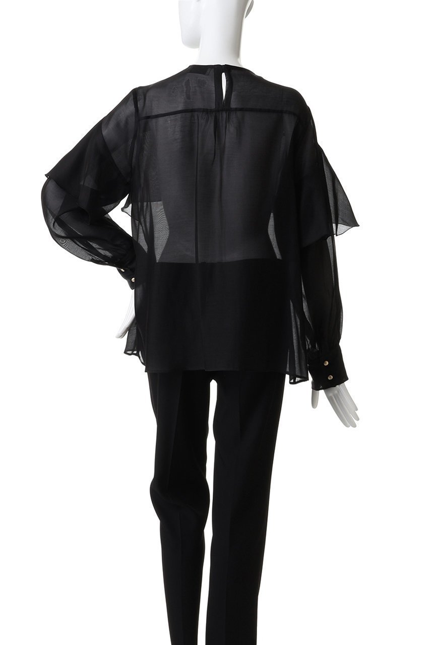 【ジェイドット/j.】の綿シルクオーガンジーラッフルフリルブラウス 人気、トレンドファッション・服の通販 founy(ファニー) 　ファッション　Fashion　レディースファッション　Fashion for Women　トップス・カットソー　Cut & Sew Tops　シャツ・ブラウス・オフィスカジュアル　Elegant Blouses & Button-Ups　オーガンジー　Organza Fabric　シルク　Silk, 100% Silk　スリーブ　Sleeve, Long Sleeve / Short Sleeve　パーティ　Party, Party Style　ラッフル　Ruffle, Frill　ロング　Long, Long-Length　other-4|ID: prp329100004703314 ipo3291000000035297971