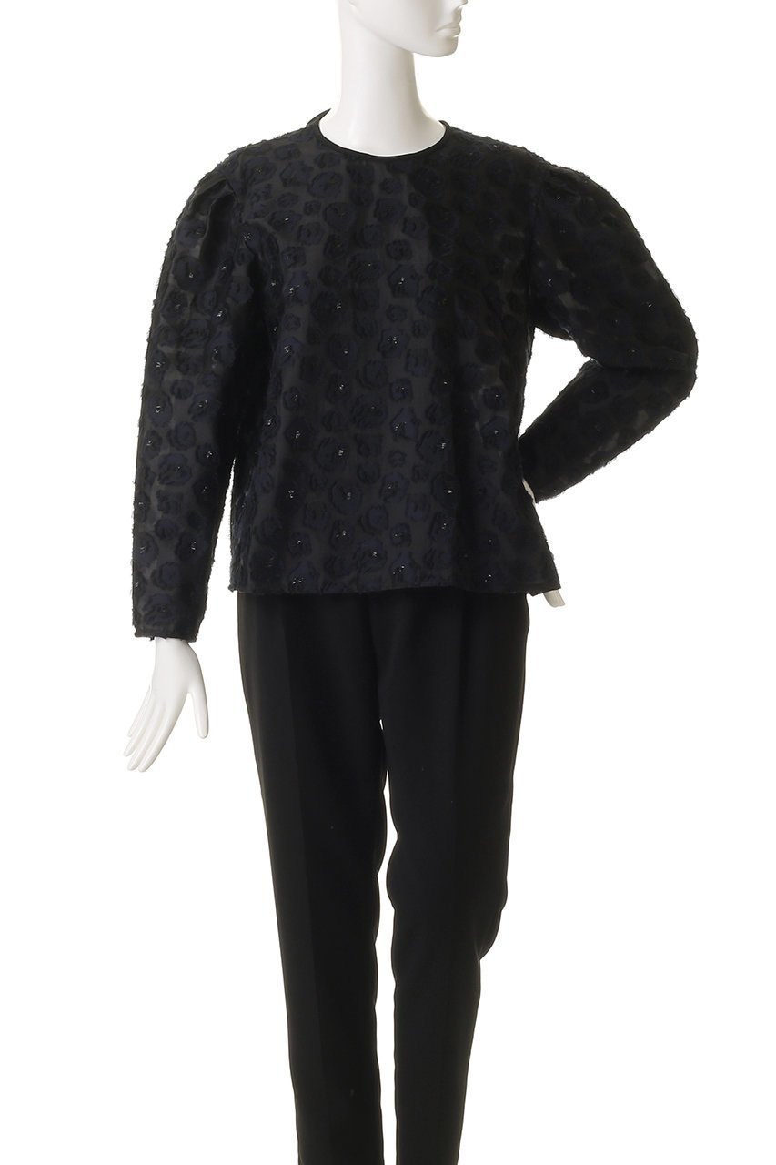 【デパリエ/DEPAREILLE】のラメフラワージャカードブラウス 人気、トレンドファッション・服の通販 founy(ファニー) 　ファッション　Fashion　レディースファッション　Fashion for Women　トップス・カットソー　Cut & Sew Tops　シャツ・ブラウス・オフィスカジュアル　Elegant Blouses & Button-Ups　おすすめ　Recommended / Our Picks　スリット　Slit, Slit Detail　スリーブ　Sleeve, Long Sleeve / Short Sleeve　セットアップ　Set-Up, Coordinated Outfit　パーティ　Party, Party Style　フラワー　Flower, Floral　ランダム　Random, Irregular　リボン　Ribbon, Bow　ロング　Long, Long-Length　再入荷　Restock / Back in Stock　other-2|ID: prp329100004703323 ipo3291000000035678001