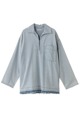 【クラネ/CLANE】 DENIM OVER SKIPPER SHIRTS/シャツ/ブラウス人気、トレンドファッション・服の通販 founy(ファニー) ファッション Fashion レディースファッション Fashion for Women トップス・カットソー Cut & Sew Tops シャツ・ブラウス・オフィスカジュアル Elegant Blouses & Button-Ups ウォッシュ Washed Finish スリーブ Sleeve, Long Sleeve / Short Sleeve デニム Denim, Jeans Material ハイネック High Neck, Mock Neck フリンジ Fringe, Tassel ロング Long, Long-Length 新作・新入荷 New Arrivals / New In |ID:prp329100004703327