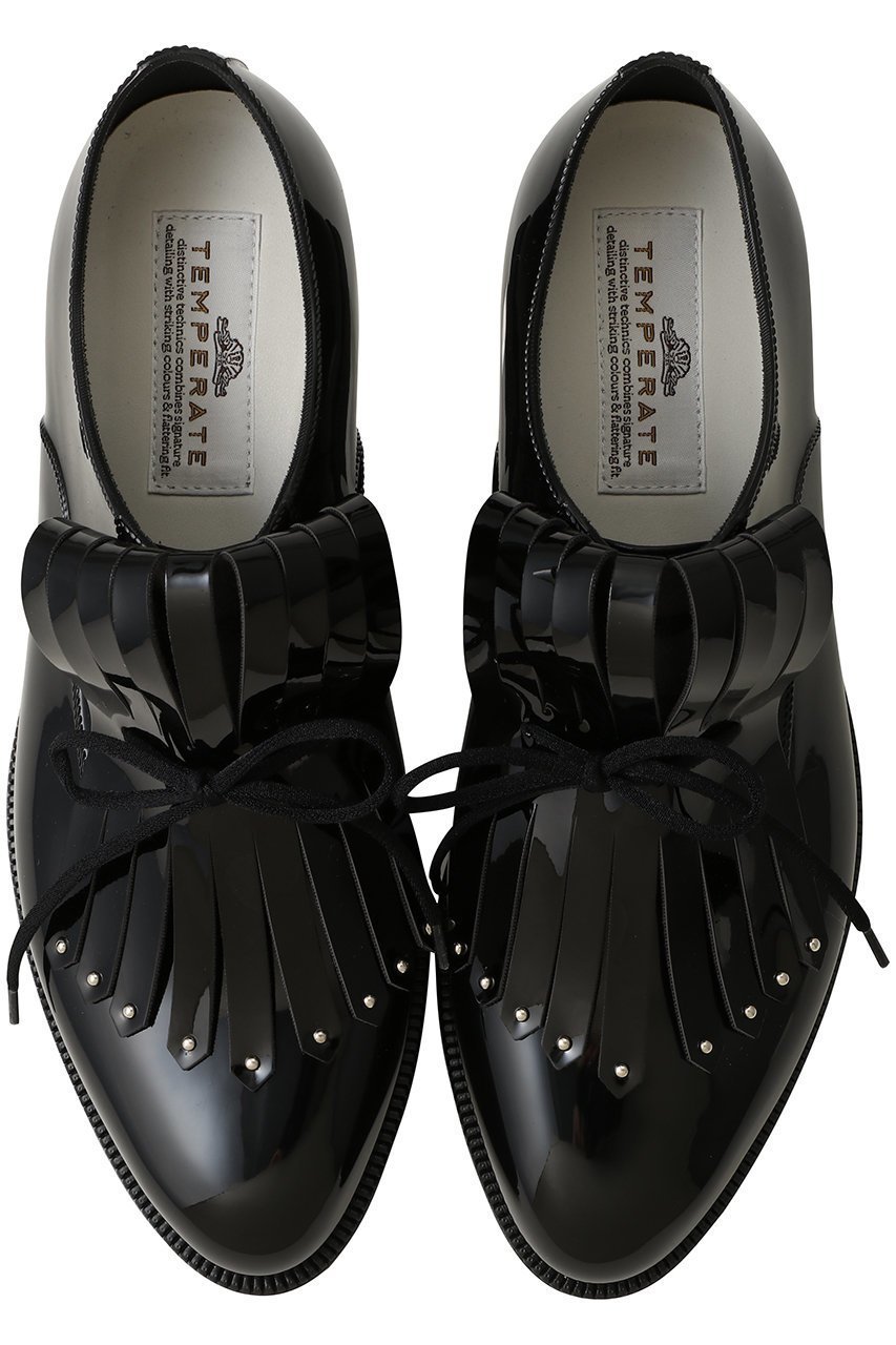 【テンパレイト/TEMPERATE】のWEIN レースアップオックスフォードシューズ(レイン対応) インテリア・キッズ・メンズ・レディースファッション・服の通販 founy(ファニー) 　ファッション　Fashion　レディースファッション　Fashion for Women　シューズ　Shoes, Footwear　スタッズ　Studs, Metal Accents　ストレッチ　Stretch, Stretchy Fabric　フィット　Fit, Slim Fit　フリンジ　Fringe, Tassel　ラバー　Rubber, Rubber Sole　レイン　Rain, Rainproof　レース　Lace, Lace Fabric　ブラック|ID: prp329100004703352 ipo3291000000036065828