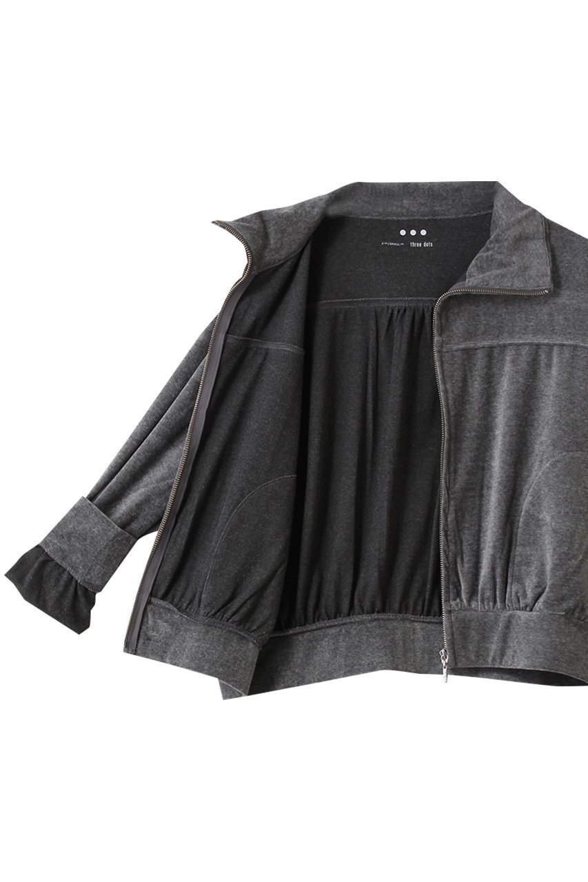 【スリー ドッツ/three dots】のコットンベロア ジップアップブルゾン 人気、トレンドファッション・服の通販 founy(ファニー) 　ファッション　Fashion　レディースファッション　Fashion for Women　アウター　Coat / Outerwear Collection　レディースジャケット・軽アウター　Jackets　ブルゾンジャケット・スポーティアウター　Blouson Jackets　ギャザー　Gathered, Ruffled　ジャケット　Jacket, Outerwear　スポーティ　Sporty, Casual Athletic　ブルゾン　Blouson, Bomber Jacket　ベロア　Velour, Soft Velvet　新作・新入荷　New Arrivals / New In　other-6|ID: prp329100004703356 ipo3291000000033963784